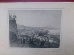 L. Rohbock - Esztergom a Székesegyház Teréről - Johann Popel - acélmetszet - 19. század
