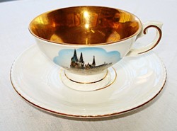 Hand-painted gilded porcelain mocha cup with bottom