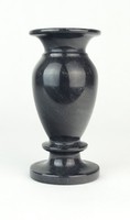 0P984 Régi fekete színű márvány váza 15.5 cm
