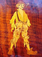 Francia, apacs fiút ábrázoló intarziás fa falikép