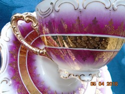 Birodalmi PLS Vienna aranybrokát,dombormintás teás csésze alátéttel mitologikus jelenettel