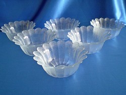Retro virág szirom alakú üveg kompótos készlet 6 személyes / 6 kicsi tálka