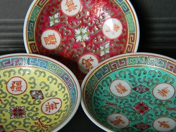 Rose Famille kínai porcelán kerámia kínáló tálka 3 db 