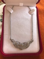 Antik ezüst kolié nyakék markazitokkal