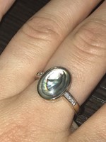 Arany gyűrű Abalone kagylóval és gyémánt kövekkel 18mm