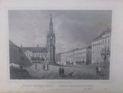 L. Rohbock - Hentzi Emléke Budán -  L. Oeder - acélmetszet - 19. század