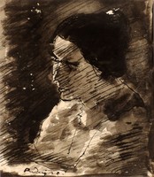Rudnay Gyula (1878-1957) Női Portré Tus Tusrajz Rajz Lány