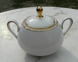 Vintage Bavarian sugar bowl with gold rim