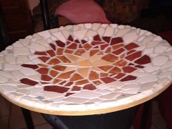 Kerti dísztányér, nagy kerámiás mozaik tányér, gyümölcsös  tál