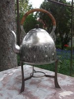 Klasszikus art deco ezüstözött teáskanna állványon 20-30-as évek