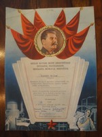 Sztálin munkafelajánlás emléklap 1949. 