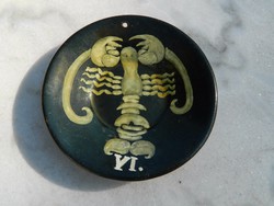 Handmade ceramic wall plate zodiac sign: Cancer June 22 - July 22
