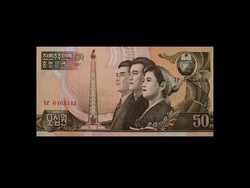 UNC ÉSZAK-KOREA 50 WON - 1992 - RITKA, SZÉP BANKJEGY