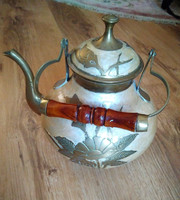 Réz nagyméretű mázas gyönyörű teáskanna 22 cm magas
