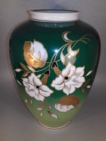Testes nagy méretű Wallendorf aranyozott porcelán öblös nagy méretű  váza 30 cm