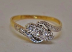 Szépséges antik gyémánt/brill ,platina 18kt-os aranygyűrű