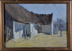 Herritz Oszkárnak tulajdonítva (1883- ?): Tanyasi udvar, akvarell