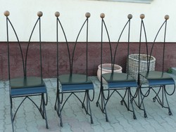 KURIÓZUM! Négy darab antik design Art Deco kovácsoltvas kerti szék eladó nagyon szép állapotban
