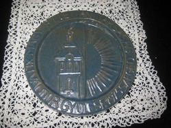 Szeged memorial plaque, pyrogranite, Hungarian Physiological Society xli. Wandering collection
