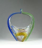 0R409 Régi muránói jellegű üveg kosár 18 cm