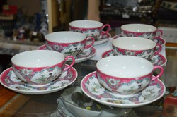 6 darab kínai porcelán teás csésze + alj