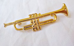 Aranyozott trombita bross, kitűző