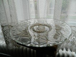 Régi óriási súlyos üveg tál - asztalközép - kínáló tál