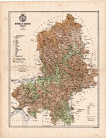 Nógrád megye térkép 1886, vármegye, atlasz, Kogutowicz Manó, 44 x 57 cm, Gönczy Pál