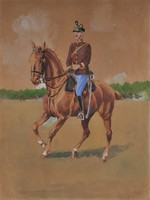 Ismeretlen művész: Lovastiszt 1910 k., akvarell