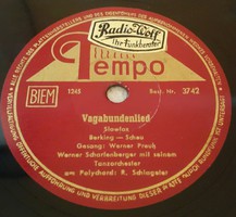 Tempo 10" 78rpm sellacklemez  német gyártmányú 1953.11.13. No:1244,1245 