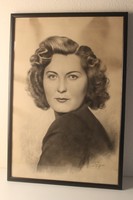 Révay: Női portré - ceruzarajz, festmény, grafika
