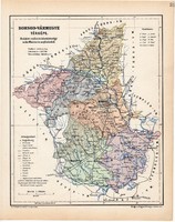 Borsod vármegye térkép 1904, megye, Nagy - Magyarország, eredeti, Kogutowicz Manó, atlasz