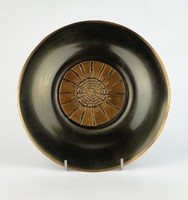 0R123 Iparművészeti bronzírozott fém dísztál 24 cm