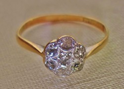 Különleges antik art deco 18kt arany platina 0,21ct gyémánt gyűrű
