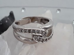 Angol antik ezüst gyűrű, pici kristályokkal