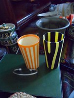 Retro original műanyag poharak narancs fehér fekete sárga csíkos 