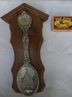 Spoon - 23 x 12 cm - 2002. Numbered pewter spoon with hardwood holder - German
