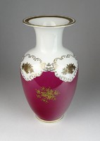 0S251 Régi jelzett bordó fehér porcelán váza 23 cm