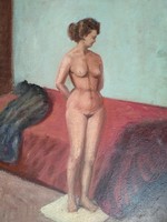XX.sz. magyar festő Pajor Ferenc: női akt kép keret nélkül 1960 körül