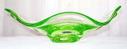 Elegáns urán zöld üveg asztali kínáló 