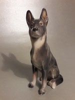 Porcelán német juhász kutya szobor Metzler & Ortloff jelzett