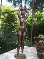 Záhorzik Nándor  /Pécs,1935- Akt bronzozott terrakotta szobor hibátlan szép alkotás
