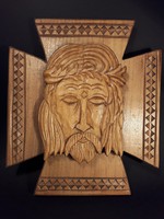 Nagy István Népművész - Jézus - fafaragás fa falidísz