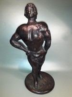 Herczeg Kis Béla jelzett bronzírozott fém szobor nagyméretű látványos 34 cm