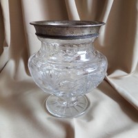 Ezüst karimájú súlyos ólomüveg váza