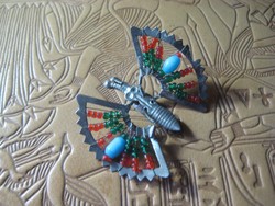 Butterfly or sew-on brooch, metal and pearl, sew-on, 5 cm
