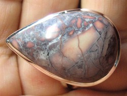 925 ezüst gyűrű, 20,7/65 mm, porcelán jáspissal