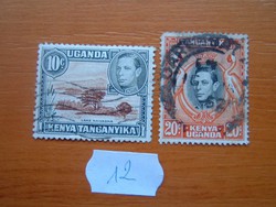 UGANDA KENYA TANGANYIKA 10+20 C 1938 1935-es kiadások, de a VI. George király portréjával 2 DB 12