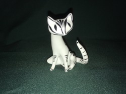 Hollóházi art deco cica macska figura