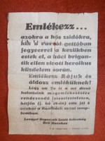Eredeti szórólap varsói gettófelkelés emlékére 1943